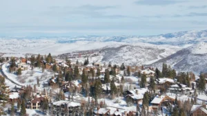 Snow Deer Valley resort with mountains and homes.