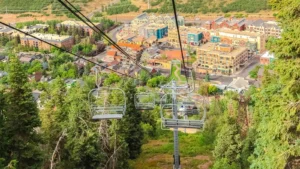 Park City June events can be enjoyed from the ski lift that goes over the mountains to and from the lodge with a view of wildflowers