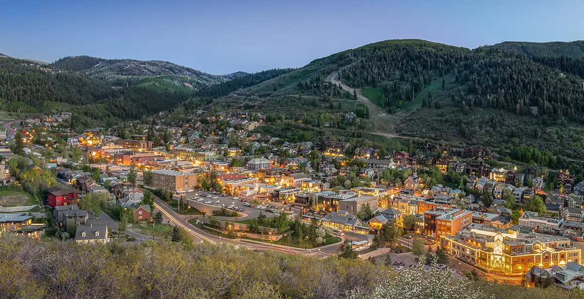 Park City, Utah mountain town nestled in green hills